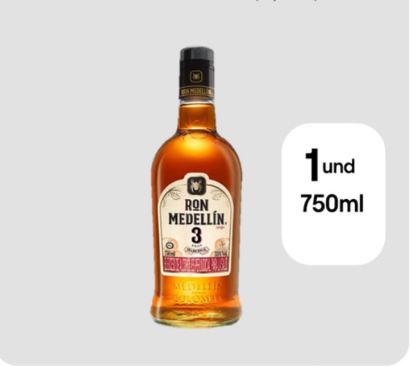 Ron Medellin 3 Años 750 Ml Botella